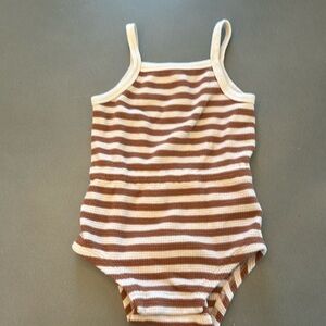Quincy Mae Brown Stripe Onesie 12-18 Months
